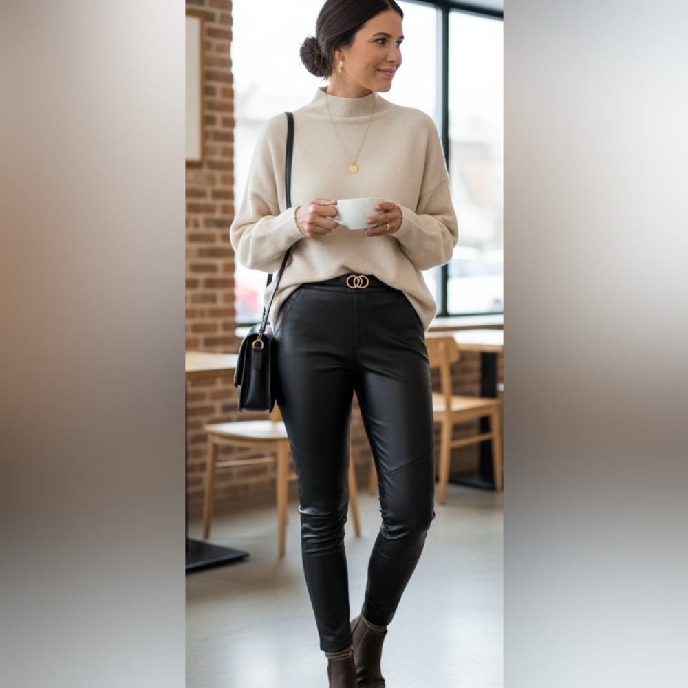 Free People Black Leather Trousers Women’s 
Size: 24